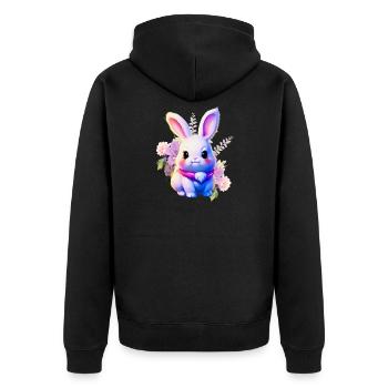 Flowers Easter Bunny Cute Bunny - Unisex Premium Organic Zip Hoodie - black - Back - Nico (187cm)