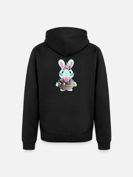 süßer Osterhase mit Ostereier - Unisex Premium Bio Zip Hoodie - Schwarz