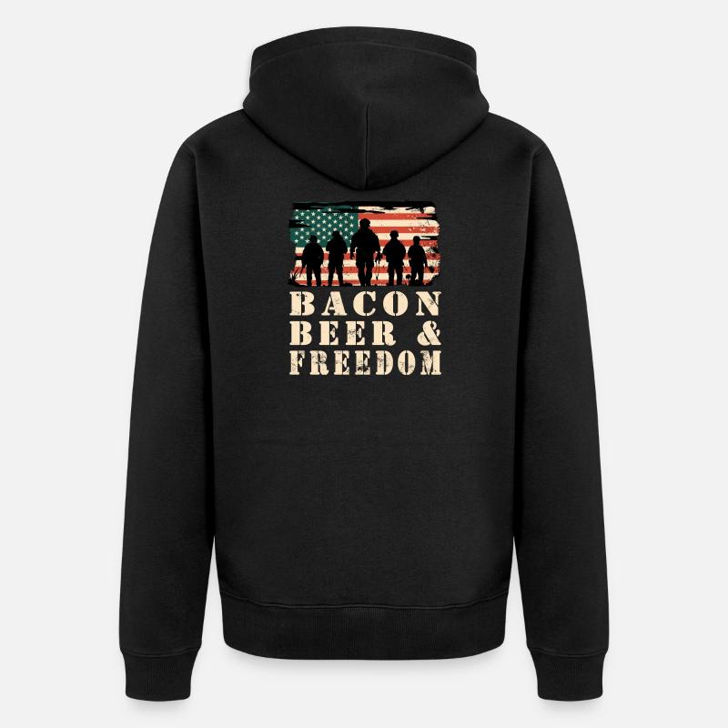 Bacon, Bier und Freiheit - Unisex Premium Bio Zip Hoodie - Schwarz