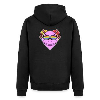 Arc-en-ciel - Axolotl avec lunettes et coeur - Veste à capuche bio Premium Unisexe - noir - Dos - Nico (187cm)