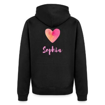 Sophia Rosa Herz Mädchen Aesthetic Outfit Tee - Unisex Premium Bio Zip Hoodie - Schwarz - Hinten - Nico (187cm)