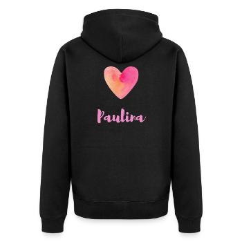 Paulina Pink Heart Girl Aesthetic Shirt - Unisex Premium Organic Zip Hoodie - black - Back - Nico (187cm)