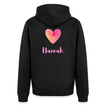 T-shirt féminin de fille cœur rose Hannah - Veste à capuche bio Premium Unisexe - noir - Dos - Nico (187cm)