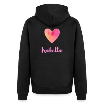 Isabella Rosa Herz Mädchen Aesthetic Shirt - Unisex Premium Bio Zip Hoodie - Schwarz - Hinten - Nico (187cm)