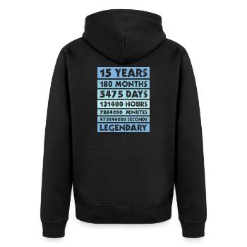 15 years legendary - Anniversary - Company - Anniversary - Unisex Premium Organic Zip Hoodie - black - Back - Nico (187cm)