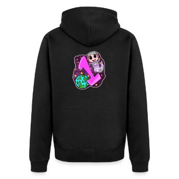 1 an - Inscription - Motif Axolotl - Veste à capuche bio Premium Unisexe - noir - Dos - Nico (187cm)