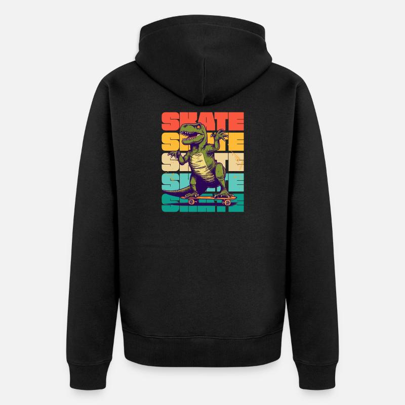 Skateboard Cool Skateboarder T Rex Dinosaur - Veste à capuche bio Premium Unisexe - noir