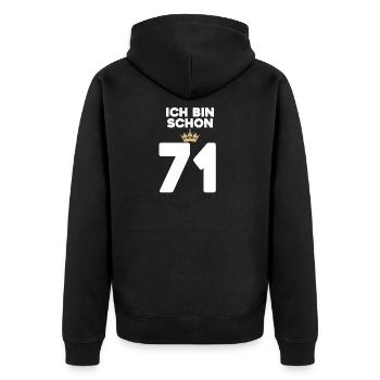71. Geburtstag Geschenk - 71 Jahre mit Krone - Unisex Premium Bio Zip Hoodie - Schwarz - Hinten - Nico (187cm)