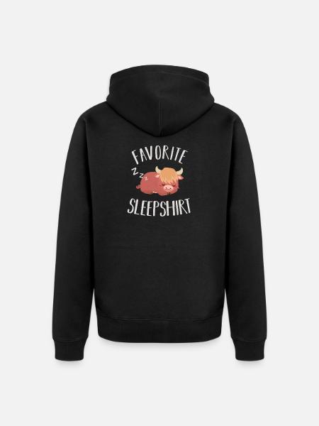 Skotsk højland kvægko - Premium økologisk unisex-hættejakke - sort