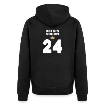 24. Geburtstag Geschenk - 24 Jahre mit Krone - Unisex Premium Bio Zip Hoodie - Schwarz - Hinten - Nico (187cm)