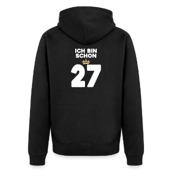 27. Geburtstag Geschenk - 27 Jahre mit Krone - Unisex Premium Bio Zip Hoodie - Schwarz - Hinten - Nico (187cm)
