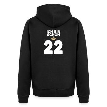 22. Geburtstag Geschenk - 22 Jahre mit Krone - Unisex Premium Bio Zip Hoodie - Schwarz - Hinten - Nico (187cm)