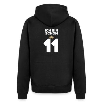 11. Geburtstag Geschenk - 11 Jahre mit Krone - Unisex Premium Bio Zip Hoodie - Schwarz - Hinten - Nico (187cm)