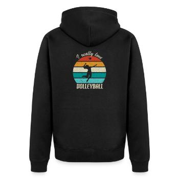 I Really Love Volleyball - Unisex Premium Organic Zip Hoodie - black - Back - Nico (187cm)