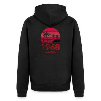 Vintage Year 1968 Limited Edition Red - Unisex Premium Organic Zip Hoodie - black - Back - Nico (187cm)