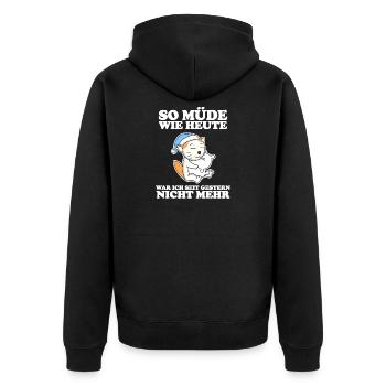 Müde Spruch lustig Schlafen - Selkirk Rex - Unisex Premium Bio Zip Hoodie - Schwarz - Hinten - Nico (187cm)