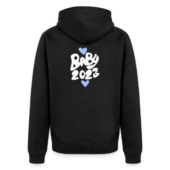 Bébé 2023 - Naissance enceinte 2023 - Bébé garçon - Veste à capuche bio Premium Unisexe - noir - Dos - Nico (187cm)