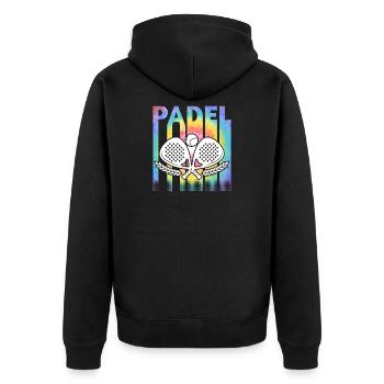 Padel Tennis Colorful - Unisex Premium Organic Zip Hoodie - black - Back - Nico (187cm)