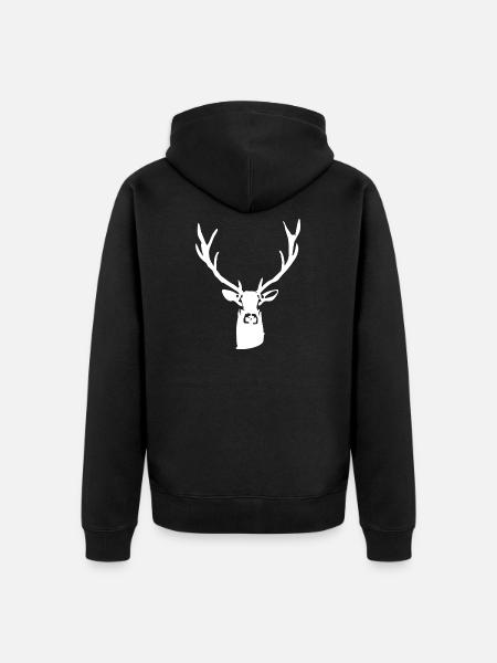 Edler Hirsch - Unisex Premium Bio Zip Hoodie - Schwarz