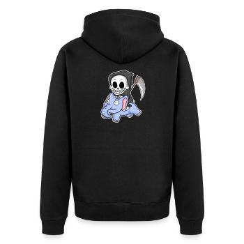 Grim Reaper Elephant - Unisex Premium Organic Zip Hoodie - black - Back - Nico (187cm)