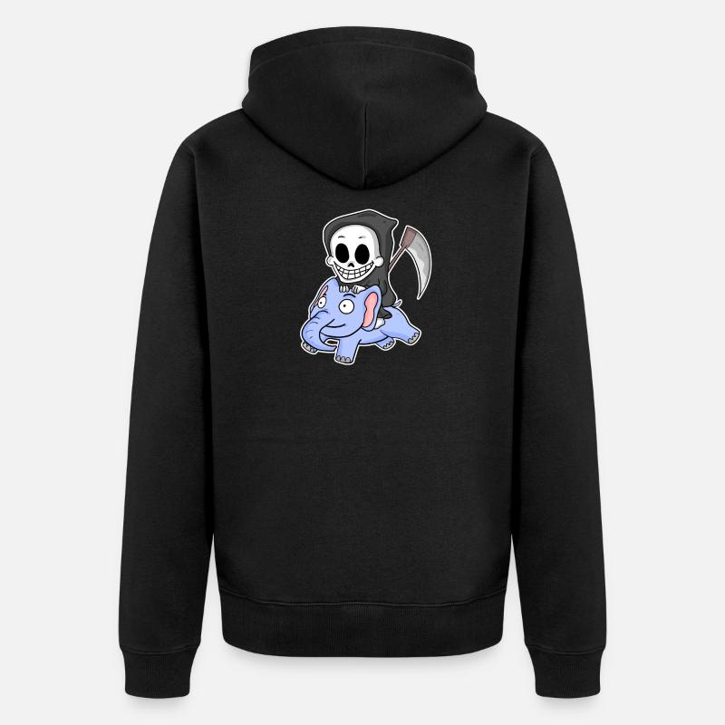 Sensenmann Elefant - Unisex Premium Bio Zip Hoodie - Schwarz