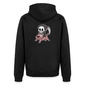 Sensenmann Hund - Unisex Premium Bio Zip Hoodie - Schwarz - Hinten - Nico (187cm)