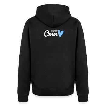 Oma Geschenk - Du wirst Oma - werdende Oma - Unisex Premium Bio Zip Hoodie - Schwarz - Hinten - Nico (187cm)