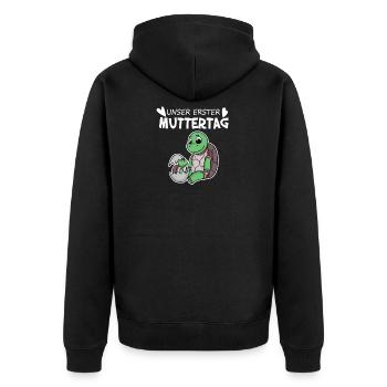 Muttertag - erster Muttertag Geschenk - Unisex Premium Bio Zip Hoodie - Schwarz - Hinten - Nico (187cm)
