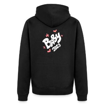 Bébé 2023 - Naissance Enceinte 2023 Grossesse - Veste à capuche bio Premium Unisexe - noir - Dos - Nico (187cm)