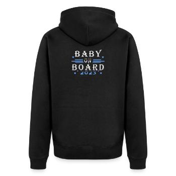 Pregnant 2023 - Unisex Premium Organic Zip Hoodie - black - Back - Nico (187cm)