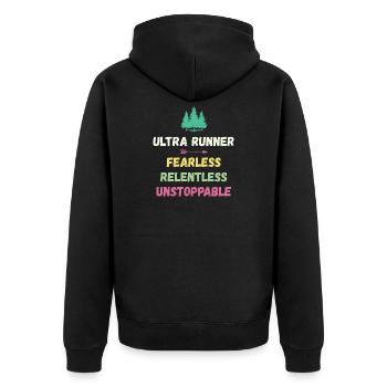 Ultra Runner - Intrépide. Implacable. Imparable. - Veste à capuche bio Premium Unisexe - noir - Dos - Nico (187cm)