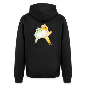 Deux canaris arrondis de style kawaii - Veste à capuche bio Premium Unisexe - noir - Dos - Nico (187cm)