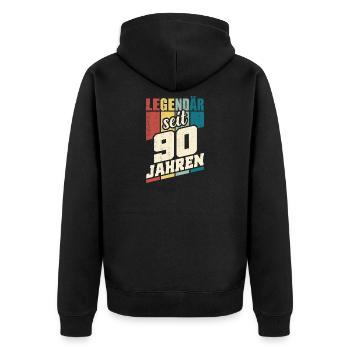 90. Geburtstag Legendär Seit 90 Jahren Legende 90 - Unisex Premium Bio Zip Hoodie - Schwarz - Hinten - Nico (187cm)
