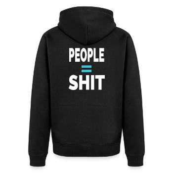 PEOPLE = SHIT - Unisex Premium Organic Zip Hoodie - black - Back - Nico (187cm)