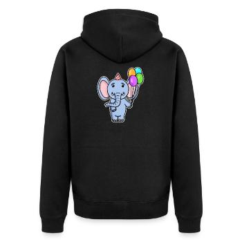 Elefant Geburtstag Luftballon - Unisex Premium Bio Zip Hoodie - Schwarz - Hinten - Nico (187cm)