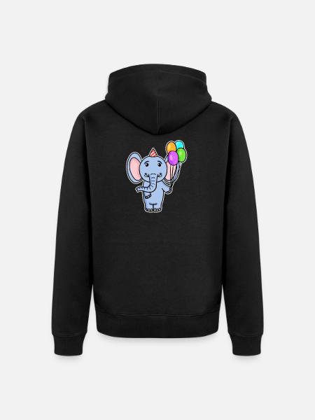 Ballon d’anniversaire d’éléphant - Veste à capuche bio Premium Unisexe - noir