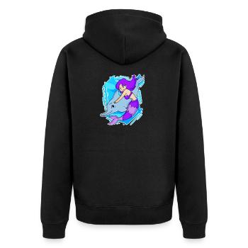 Meerjungfrau - Unisex Premium Bio Zip Hoodie - Schwarz - Hinten - Nico (187cm)