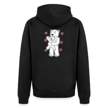 Polar Bear Family - Polar Bear with Baby - Unisex Premium Organic Zip Hoodie - black - Back - Nico (187cm)