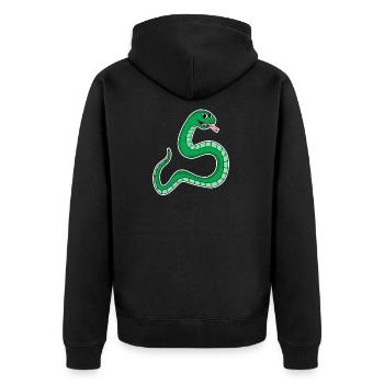 Schlange - Grüne Schlange - Unisex Premium Bio Zip Hoodie - Schwarz - Hinten - Nico (187cm)