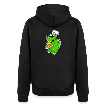 Pizza Dino gourmande - Veste à capuche bio Premium Unisexe - noir - Dos - Nico (187cm)