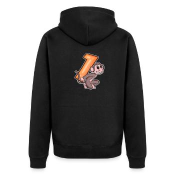1 Birthday 1 Year Old with Animal Motif - One - Unisex Premium Organic Zip Hoodie - black - Back - Nico (187cm)