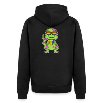 Dino Rainbow Heart Dinosaur - Unisex Premium Organic Zip Hoodie - black - Back - Nico (187cm)