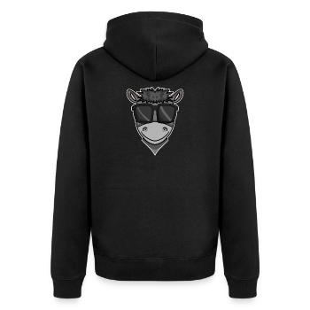 Cool donkey with sunglasses - Unisex Premium Organic Zip Hoodie - black - Back - Nico (187cm)