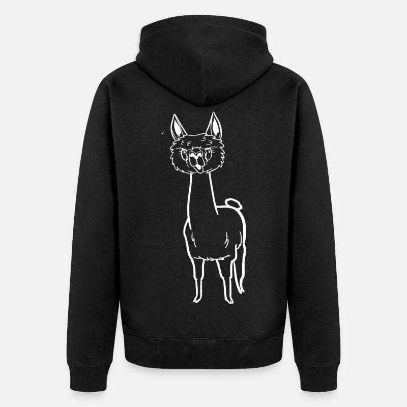 Witziges Comic-Alpaka - Unisex Premium Bio Zip Hoodie - Schwarz