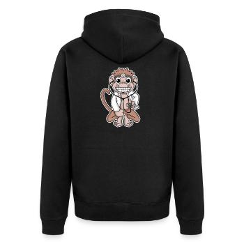 Affe Arzt Doktor Motiv - Unisex Premium Bio Zip Hoodie - Schwarz - Hinten - Nico (187cm)