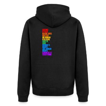 Science is real Love is Love - Unisex Premium Bio Zip Hoodie - Schwarz - Hinten - Nico (187cm)