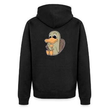 Platypus family - platypus with baby - Unisex Premium Organic Zip Hoodie - black - Back - Nico (187cm)