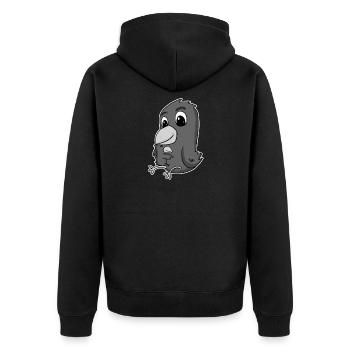 Crow Family - Crow with Baby - Crow Motif - Unisex Premium Organic Zip Hoodie - black - Back - Nico (187cm)