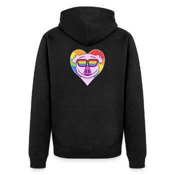 Arc-en-ciel - cochon avec lunettes et cœur - Veste à capuche bio Premium Unisexe - noir - Dos - Nico (187cm)