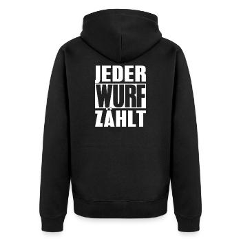 Boule Spruch Kugeln für Bouler Boccia Spiel - Unisex Premium Bio Zip Hoodie - Schwarz - Hinten - Nico (187cm)